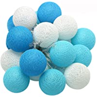 XIYUNTE Bola de algodón Guirnaldas luminosas - 9.8FT - 20LED blanco y azul bola de algodón (φ4cm) Iluminación de Navidad…